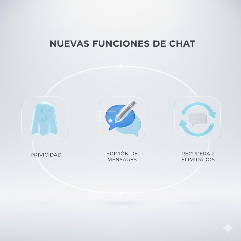 Infografía de funciones de WhatsApp Plus: Modo Fantasma Real, Edición Avanzada y Anti-Eliminación.